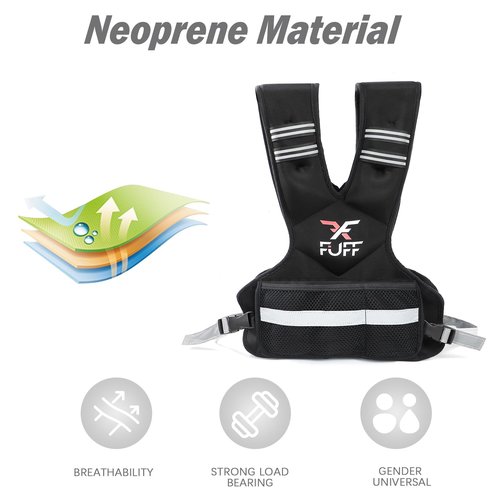 FUFF Adjustable Weighted Vest for Adult, 11-20lb Vest with 6 Ironsand Weights for Strength Training, Large Weight Vest with Reflective Strip for Men & Women