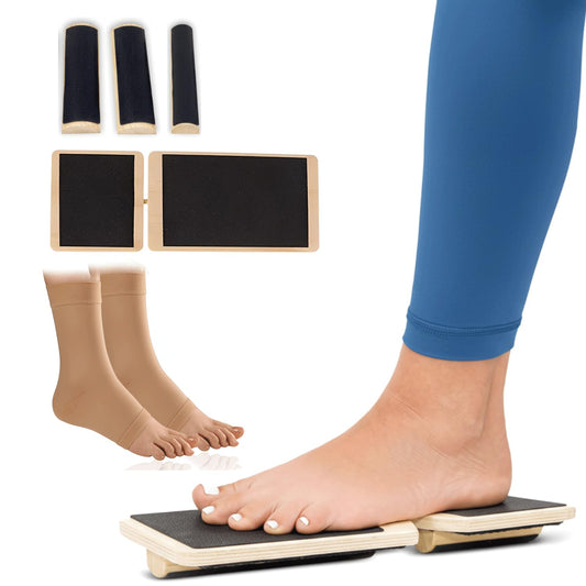 Ankle Balance Board for Sprained Exerciser, Adjustable Single Leg Balance Board for Plantar Fasciitis Relief, Foot Strengthener with Ankle Compression Sleeves, Ankle Strengthener for Home Gym Therapy
