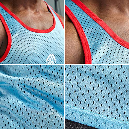 Men's Mesh Quick Dry Athletic Workout Tank Top - Large Blue