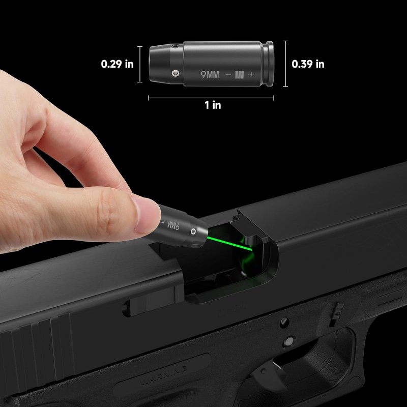 Feyachi Bore Sight 9mm Green Laser Zeroing Boresighter with 3 Sets of Batteries (Grey)