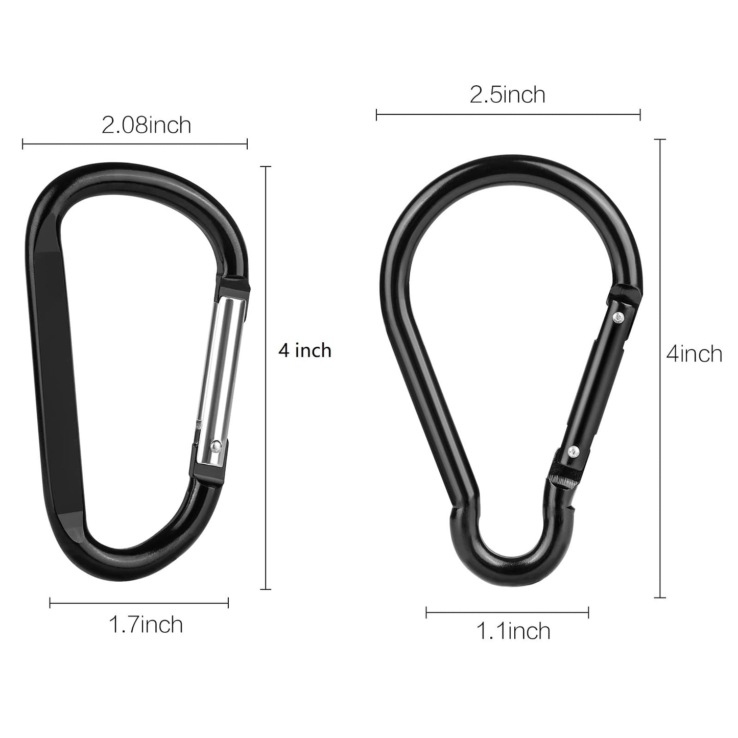 10PCS 4"/10cm Large Carabiner Clip,Strong Unlocking Caribeaner Keychain Pack for Backpack Hook, Light Duty Paracord Umbrella e Parachute para Cord AccessoriesRop