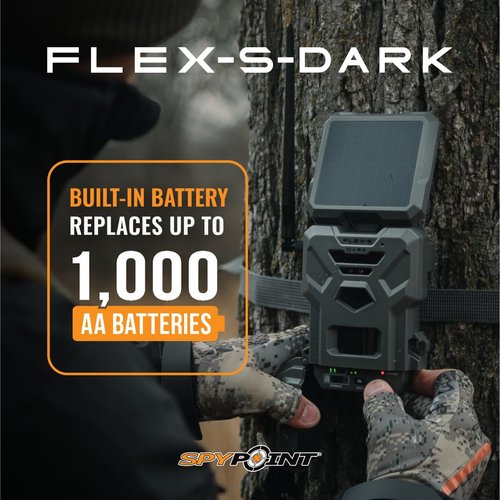 SPYPOINT Flex-S-Dark Solar Cellular Trail Camera ??Built-in Solar Panel, 40MP Photos, 1080p Videos + Sound, No-Glow Game Camera, Night Vision, Motion Activated Trail Cam