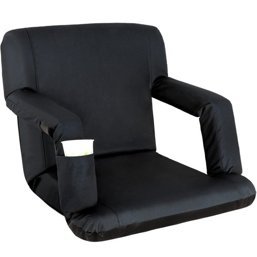 Nova Microdermabrasion 20.5"/25" Wide Stadium Seat for Bleachers w/Back Support Padded Cushion Portable Reclining Bleacher Seats Camping Stadium Chair Waterproof Black