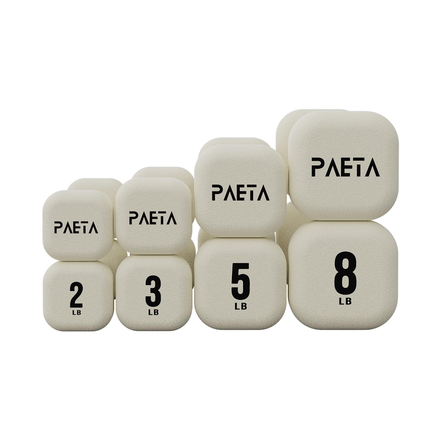 PAETA Neoprene Dumbbell, Hand Weights with Curved Grip for Women, Anti-Slip, Anti-Roll, Square Dumbbells for Full-Body Workout, Strength Training | 36LB Set