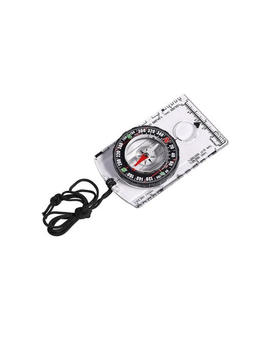 Acrylic Orienteering Compass, 360° Rotating Bezel with Azimuth Bearing, Pocket Compass for Hiking, Survival & Outdoor Navigation, Transparent