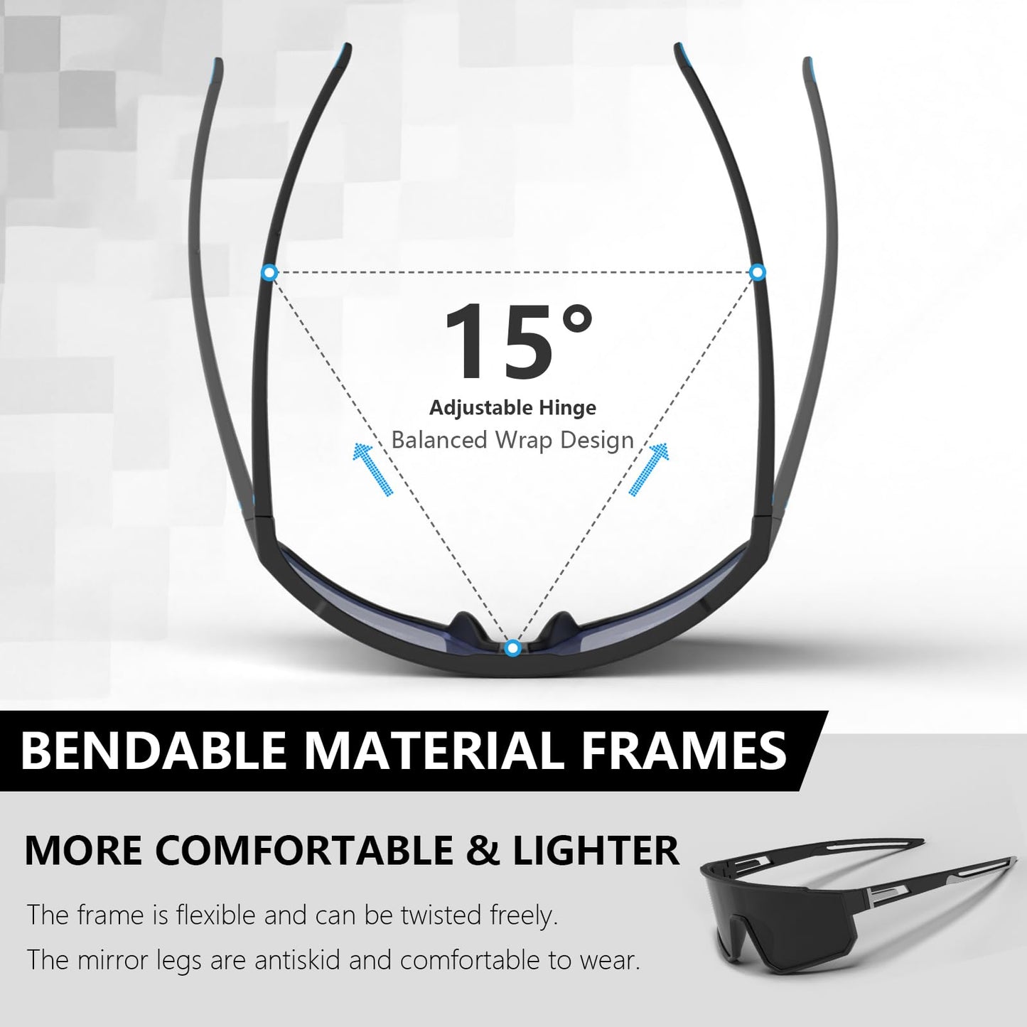IKTOD 3 Pack Polarized Running Sunglasses for Women Mens Sunglasses UV Protection for Cycling Baseball Fishing (3 Pack-Blue Black/Red Red/Blue White-W08)