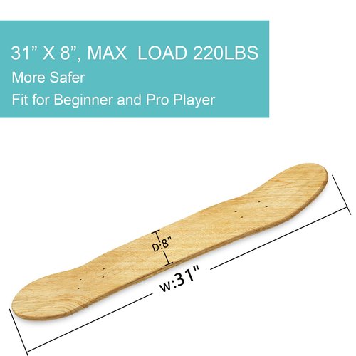 Beipoo 3 Packs 31"x 8" Blank Skateboard Decks,Natural,7-Layer Maple Double Tail Skateboard with Free Grip Tape and Sandpaper,Great for Replacement and Art Painting