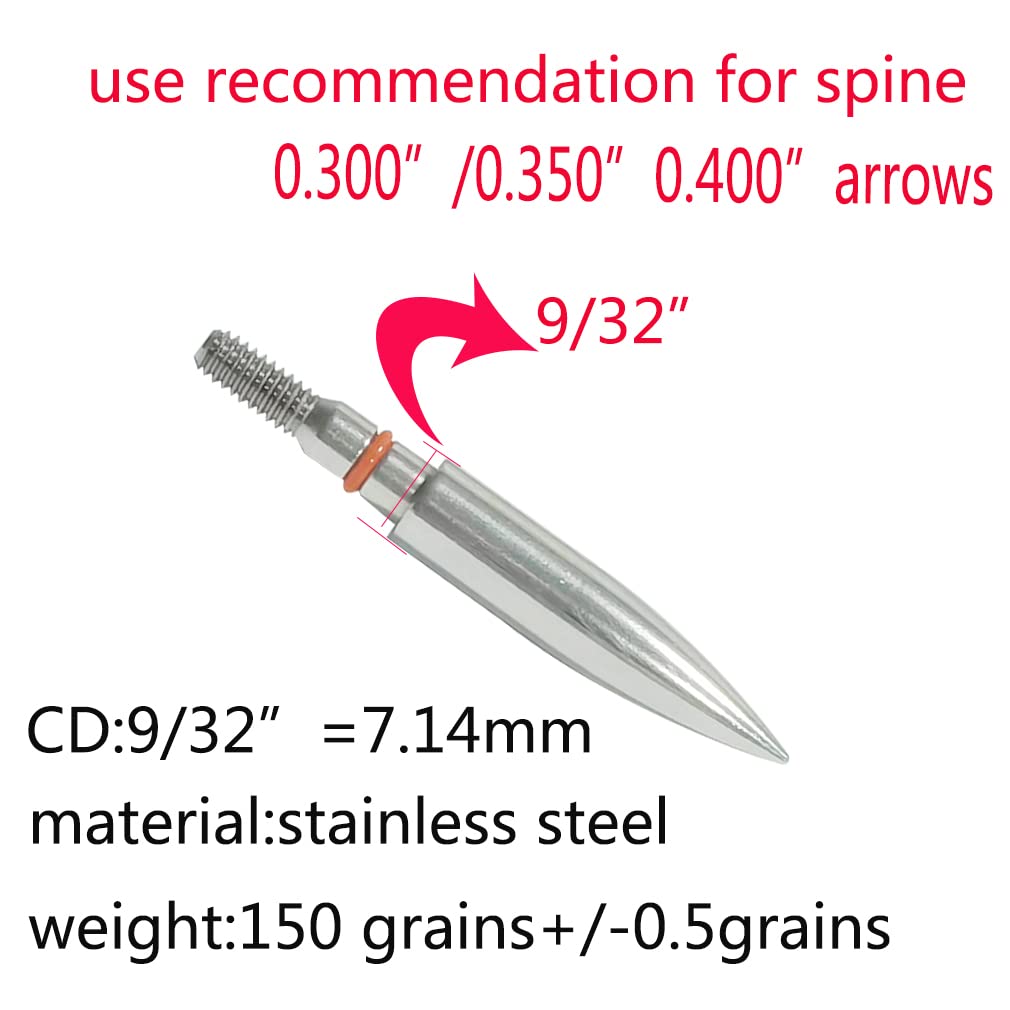Field Points arrowheads 150 Grains Archery Field Points, 9/32" Stainless Steel Screw in Archery Field Tips and Broadheads (1 Dozen 12 PCS)