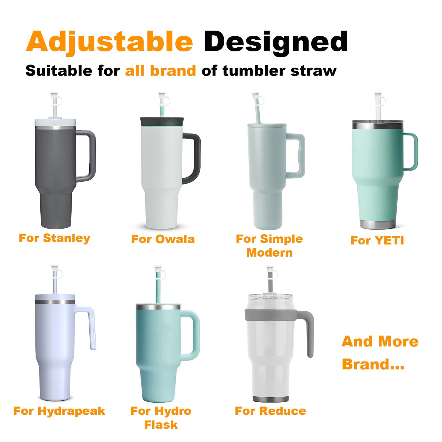 Alwenid 6PCS Straw Cover Cap for Stanley, Simple Modern, Yeti, Owala, Hydro Flask, Reduce, and All Brands 6 to 10mm Tumbler Straw, Dishwasher Safe, BPA Free and Dust Proof