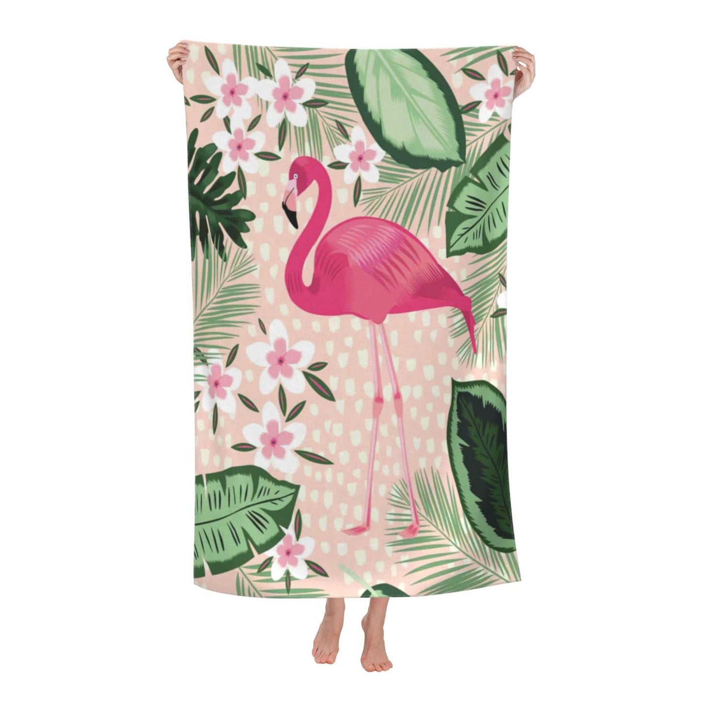 COMFAR Flamingo Microfiber Beach Towel for Women/Adults, Cute Personalized Beach Towels Bulk, Big Extra Large Beach Towels Oversized Clearance, Quick Dry Sand Free Pool Towel 30"x 60"