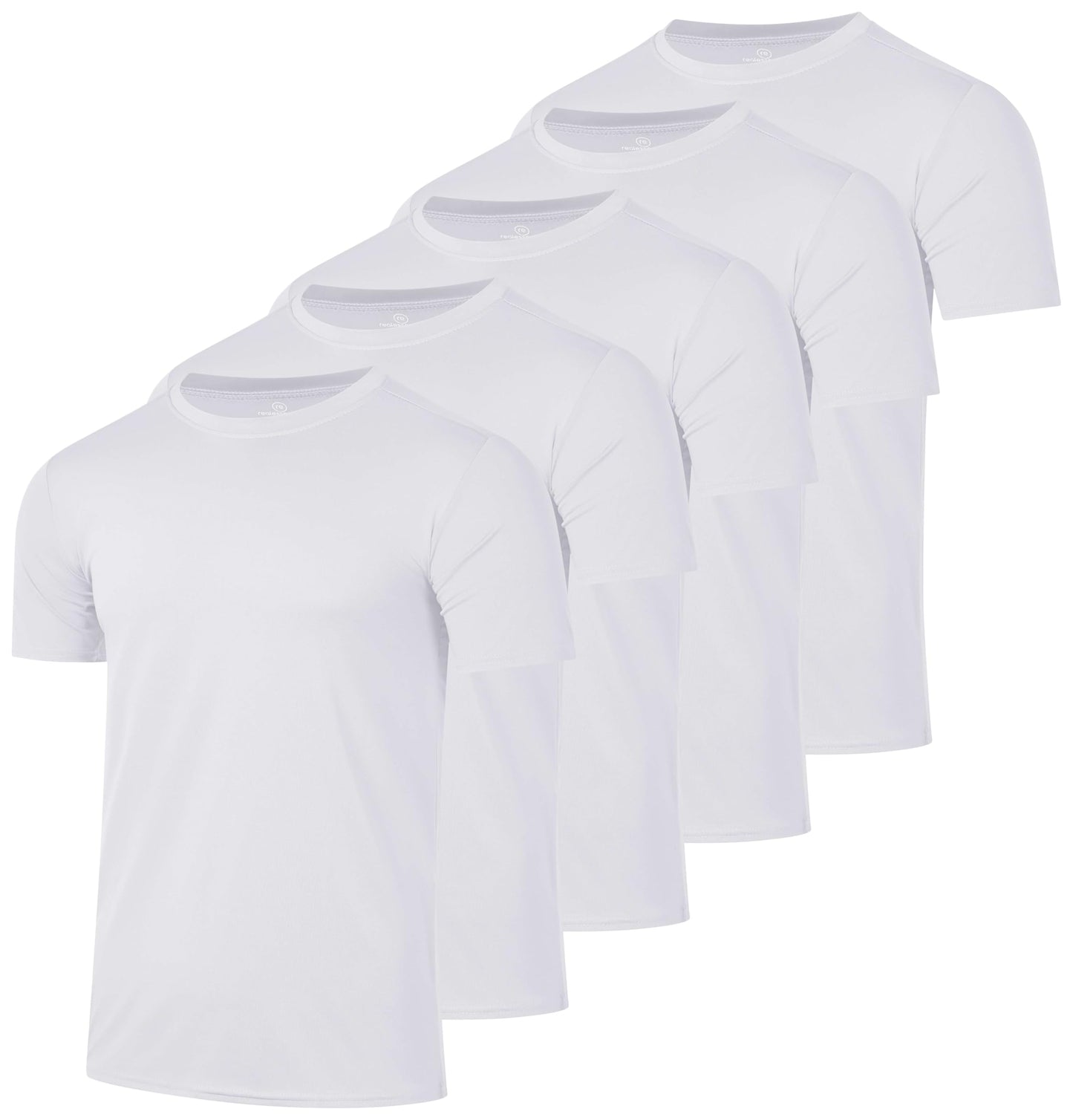 Real Essentials 5 Pack: Men's Dry-Fit Short Sleeve Crew Neck T Shirts Fitness Running Gym Workout Cool Exercise Athletic Tee, Set 9, Medium