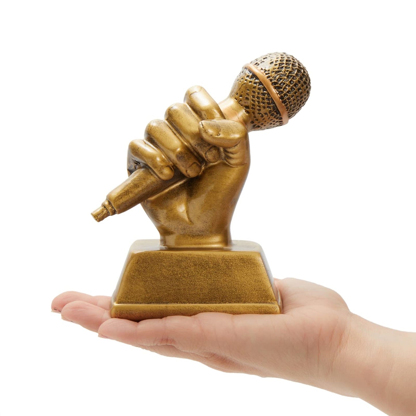 Juvale Golden Microphone Trophy - Small Resin Best Singing Award Prize for Karaoke, Lip Sync Battles, Singing Competitions, Birthday Parties (5.5x4.7x2.2 in)