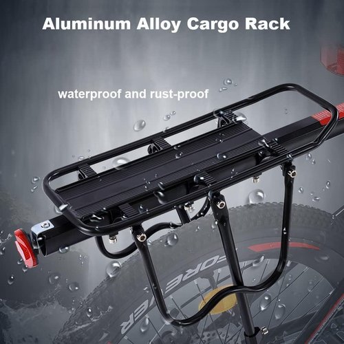Bike Rear Rack - Universal Rear Cargo Rack for 50kg/110lbs Bikes&Ebikes 24"-29" Aluminum Alloy Adjustable Bike Rack Carrier for Heavy Cargo&Luggage Load