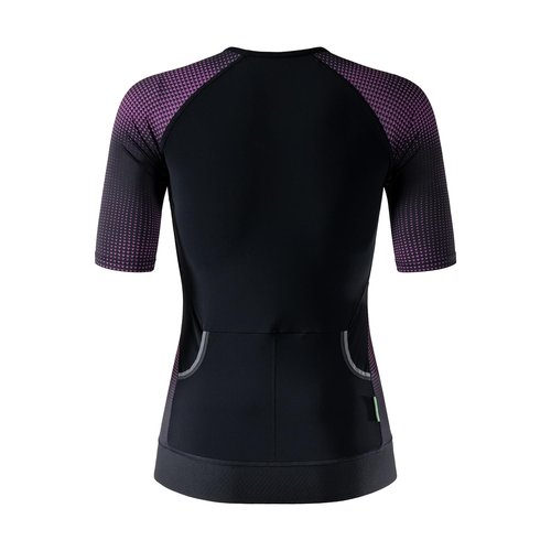 MY KILOMETRE Women's Triathlon Top, Padded, Quick-Dry,Slimming Fit, Secure Lock Zipper, Back Pockets, UPF 50+ UV Protection Black Purple