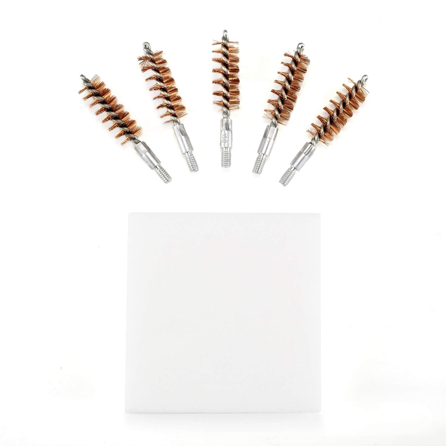BOOSTEADY 5 Pcs Phosphor Bristle Bronze Bore Gun Cleaning Brush for Pistol Shotgun with 50 Professional Square Patches Multi-Caliber