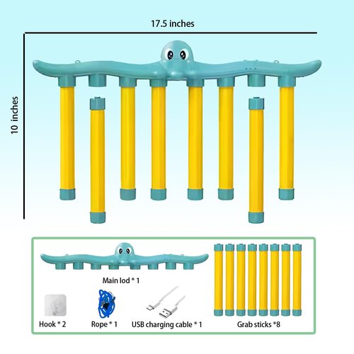 dakewang Reflex Challenge Game - Reaction Training, Hand Eye Coordination Training, Catching Sticks Game, English Version Hand Eye Coordination Toys.(Octopus-Blue)