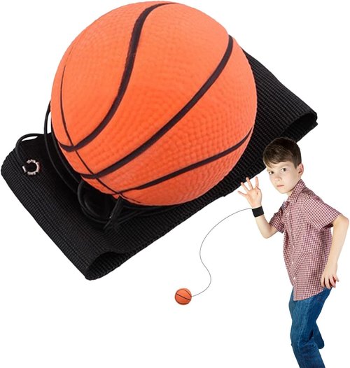 Basketball Wrist Return Ball, Sports Wrist Balls on a String, 2.36 Inch Rubber Rebound Bouncy Wristband Balls on Elastic String for Wrist Exercise or Play Speed and Agility Training