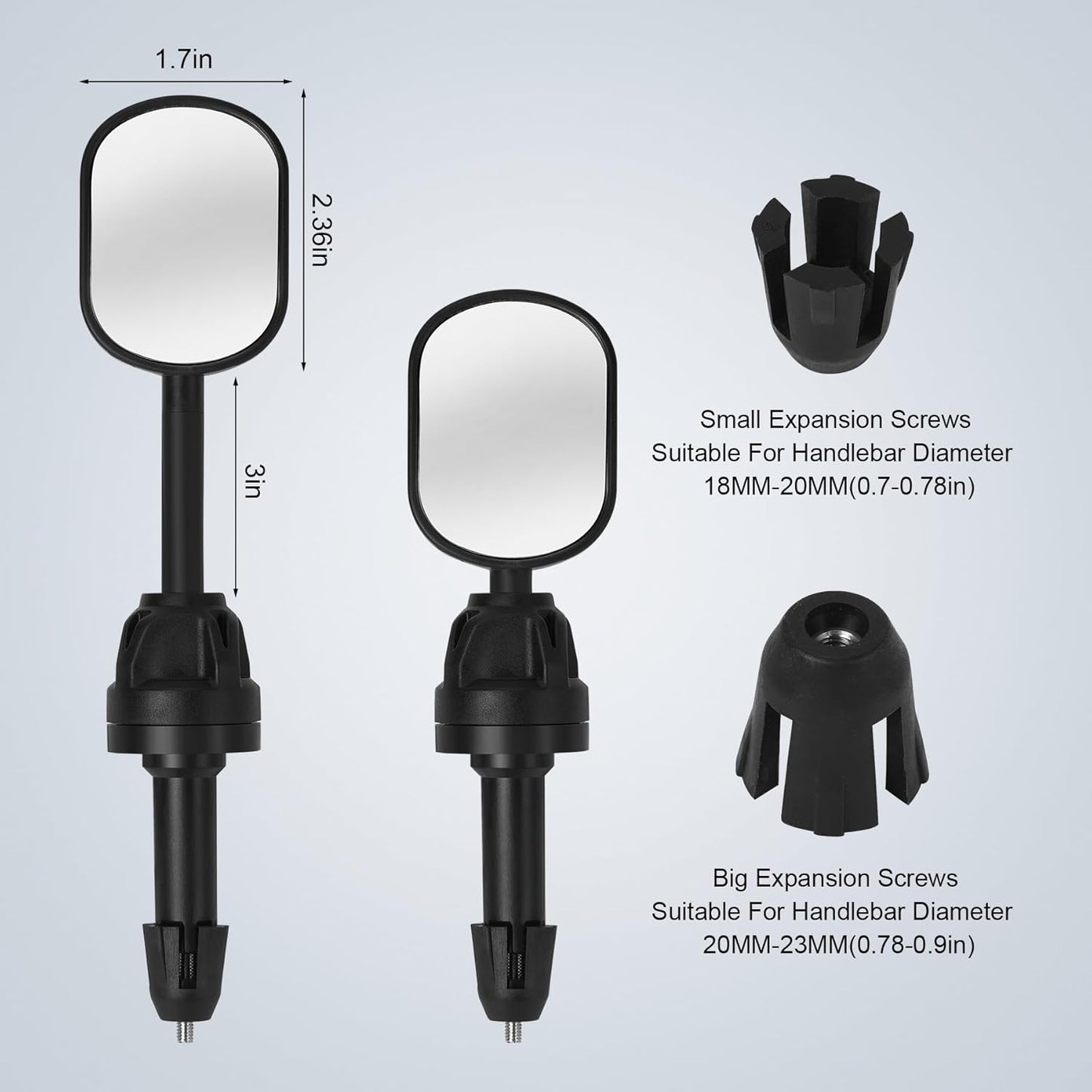 2 Pack Bicycle Mirror for Handlebars – Adjustable Bike Mirror Handlebar Mount, Wide Field of View for Safe Cycling, Easy Installation, Vibration-Free (Black-round)