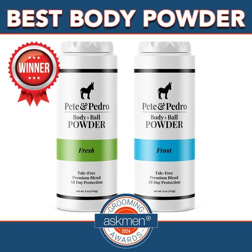 Pete & Pedro BODY & BALLS POWDER (FROST - COOLING SENSATION) Talc-Free Ball Powder for Men | Helps With Odor & Absorbs Moisture & Sweat | Deodorant Hygiene For Groin | As Seen on Shark Tank, 4.4 oz.