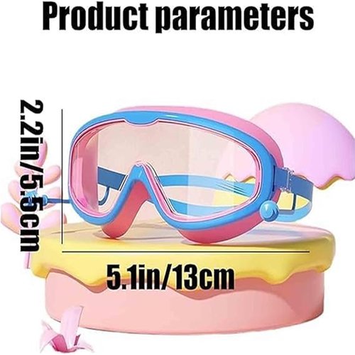 ronsalo Kiggles Goggles, Kiggles Safe and Smart Swim Goggles for Kids, Protective Eyewear HD Large Frame Waterproof (Pink green)
