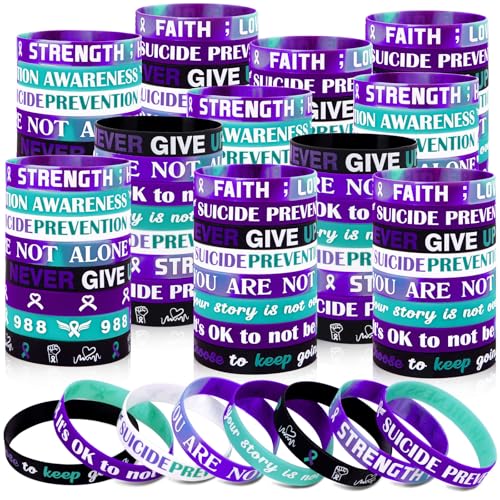 144pcs Suicide Prevention Awareness Silicone Wristbands Bulk, Inspirational for Men Women Teens Group Event