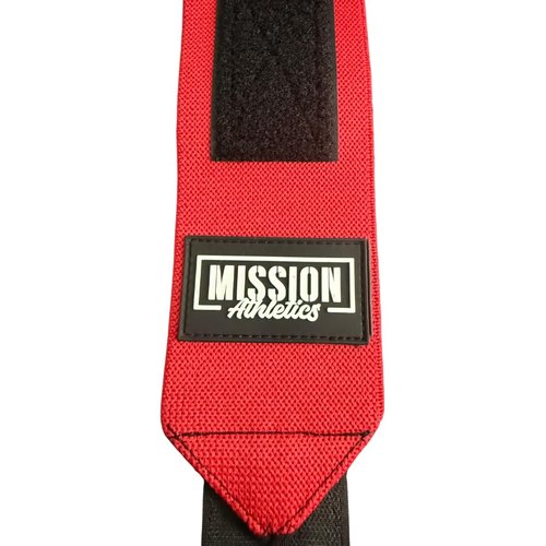 Mission Athletics Wrist Wraps for Weightlifting - 18” Premium Quality Wrist Straps for Weightlifting With Thumb Loops, Best Gym Wrist Wraps for Lifting Weights, Curls & Dips, Bench Press, Powerlifting & Weight Training - For Men and Women (Red)