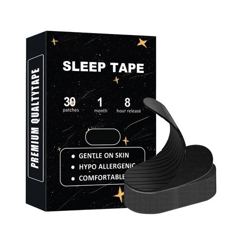 Black Premium Sleep Tape (30-Pack) - Mouth Tape, Pain Free Removal, Hypoallergenic, Latex Free & Gentle On Skin - Medical Grade Adhesive Cotton Tape