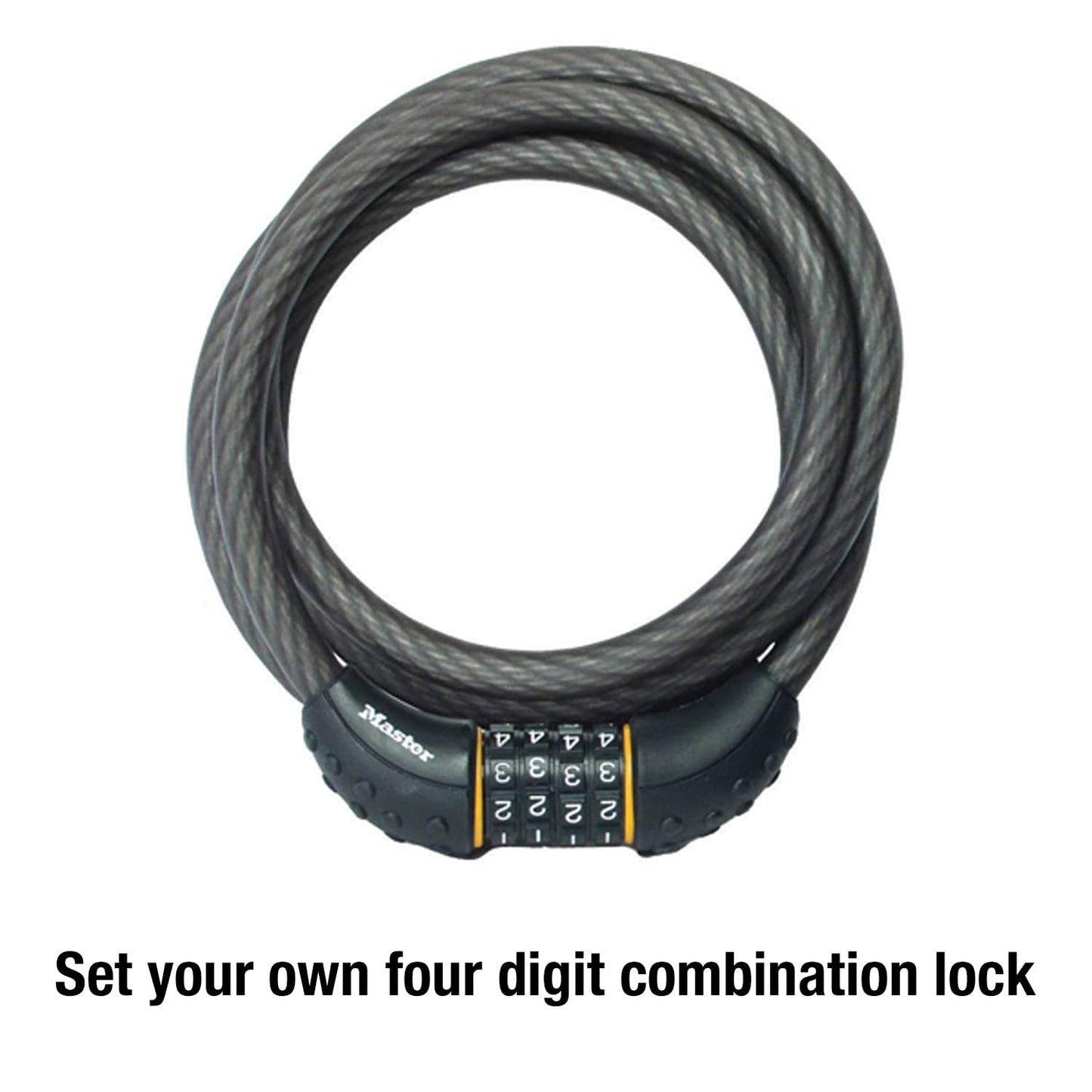 Master Lock Cable Lock, Set Your Own Combination BikeLock, 6 ft. Long, Black, 8122D (Pack of 144)