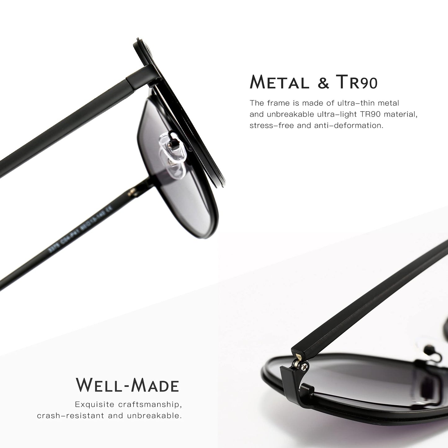 SUNGAIT Polygon Aviator Sunglasses for Men Polarized Trendy Square Sun Glasses Retro Pilot Shades UV Protection