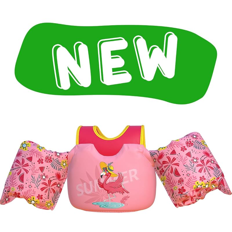 Dark Lightning Toddler Swim Vest with Arm Wings - 33-55 lbs, USCG Approved, Variation: Chill Flamingo