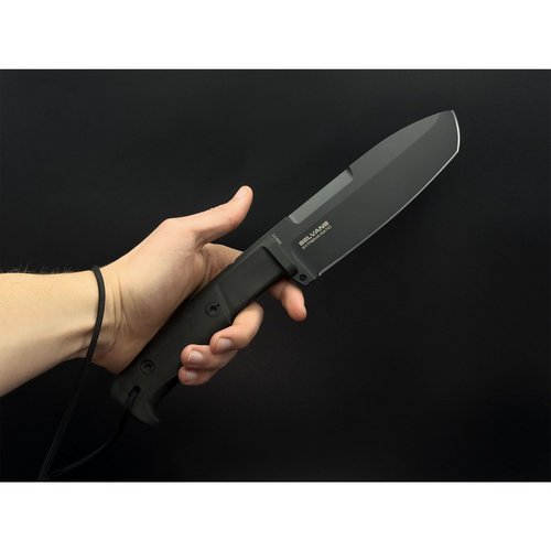 Extrema Ratio - Selvans S600 (BLACK), Fixed Blade Knife, Böhler S600 steel hardened to 64 HRC, burnished finish, ergonomic Forprene handle, full tang construction, survival-ready, sheath included