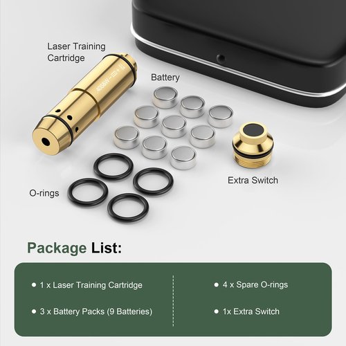 VSTRANICS 40S&W Laser Training Cartridge for Dry Fire Training System with 3 Set Batteries