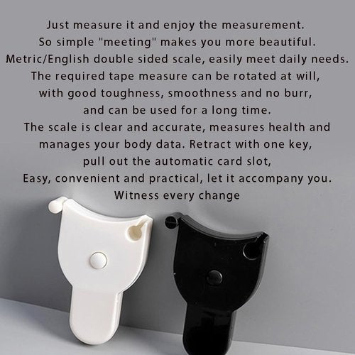 OULIGET Portable Retractable Body Measuring Tape,Self Tightening Body Measuring Tape,Automatic High Precision Double Sided Fitness Retractable Measure Tapes,2 Piece,White and Black