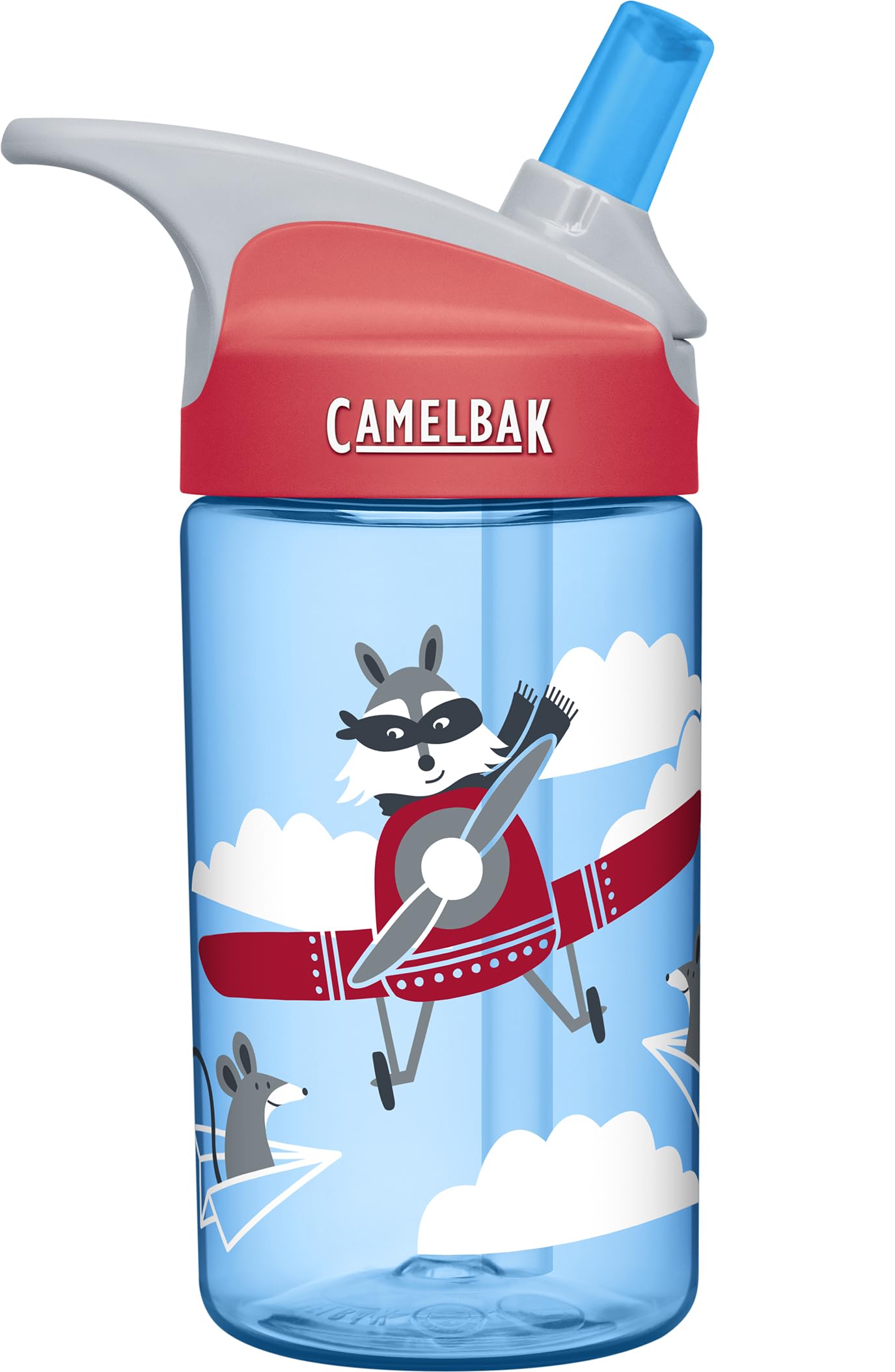 CamelBak Eddy Kids Water Bottle with Big Bite Valve, Spill‑Resistant Easy‑Sip Design for Everyday Hydration, 12oz, Airplane Bandits