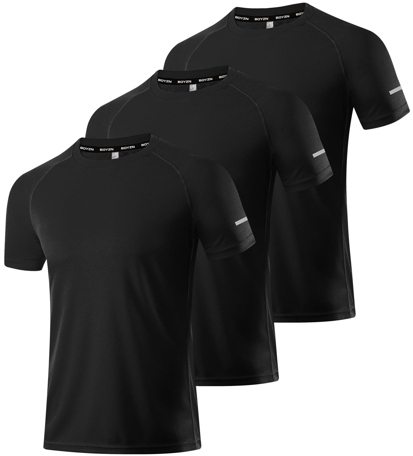 3 Packs Workout Shirts for Men - Activewear Tops Gym Shirts Dry Fit Mesh Moisture Wicking Running Fitness Short Sleeve Crewneck Sports Athletic T-Shirt Tops 3P05-Black-S
