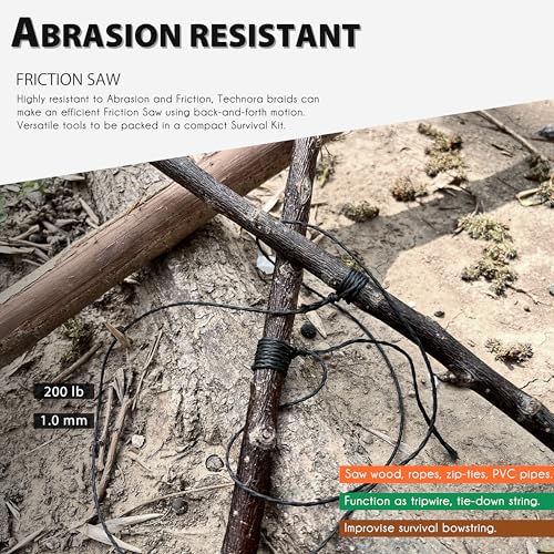 600Lb 30Ft Black Technora Braided Cord with PU Coating - Flame Resistant & Abrasion Resistant Survival Line