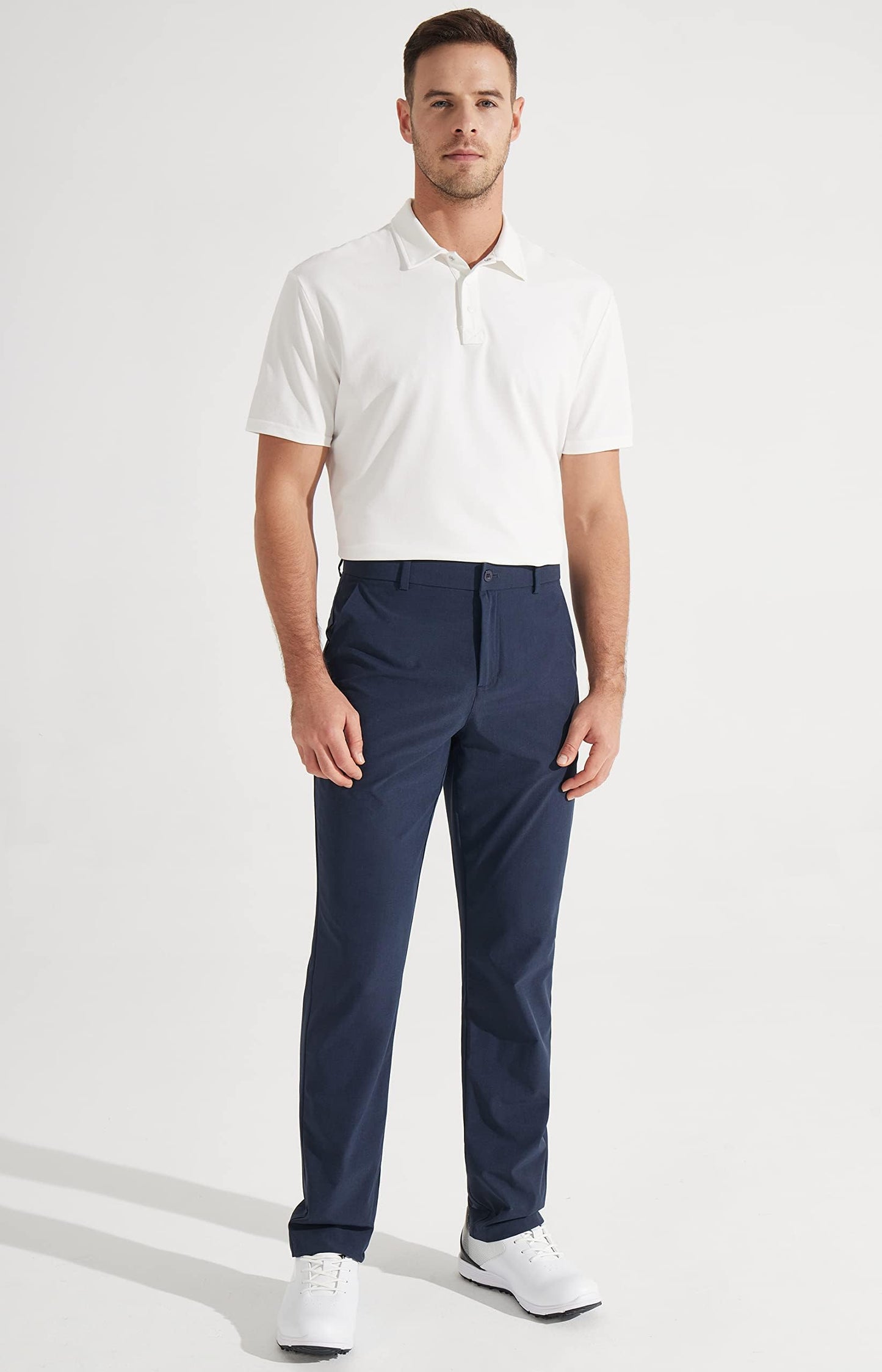 Libin Mens Golf Pants Stretch Work Dress Pants 30" Quick Dry Lightweight Business Casual Pant for Men Comfy Water Resistant, Navy Blue, 38W x 30L
