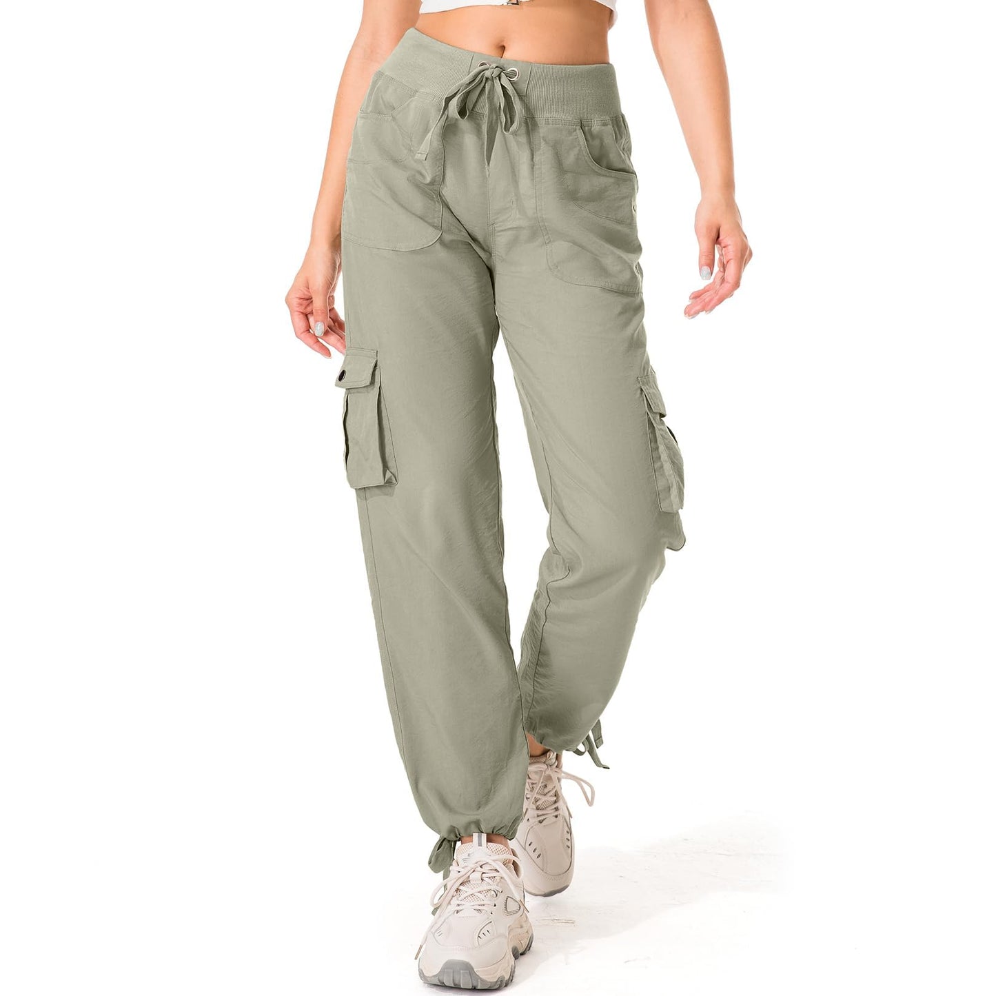 Toomett Cargo Pants Women Lightweight Quick Dry UPF 50 Travel Golf Safari Hiking Pants Joggers,6609,Light Green,XL