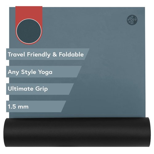 Manduka GRP Adapt Travel Yoga Mat 71" - 1.5mm | Foldable & Travel friendly | Ultimate Grip | Sweat ready for Any Style of Yoga | 71 x 24 inches | Dark Lotus
