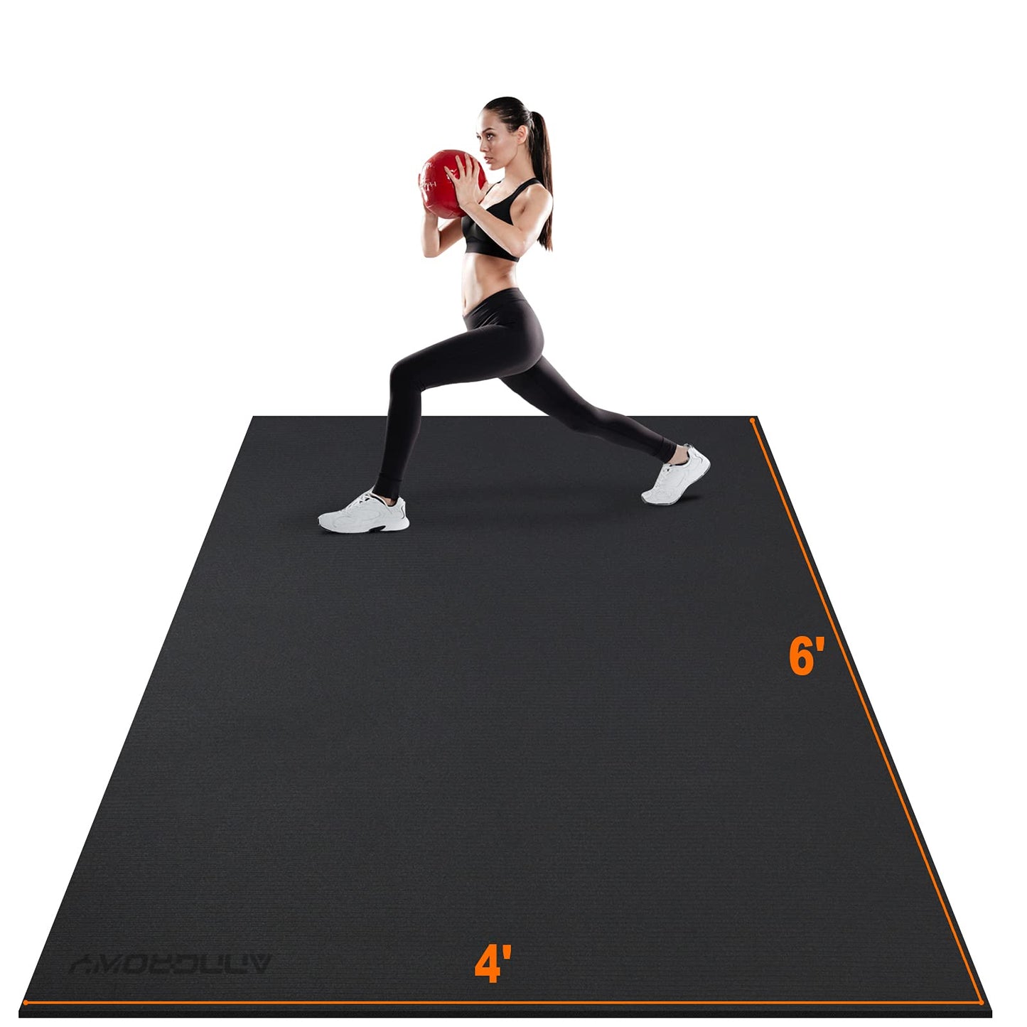 Large Exercise Mat 8'x5'|12'x6' Workout Mat for Home Gym Mats Exercise Heavy Duty Gym Flooring Fitness Mat Large Yoga Mat Cardio Mat for Weightlifting, Jump Rope, MMA, Shoe-Friendly (Black6'x4')