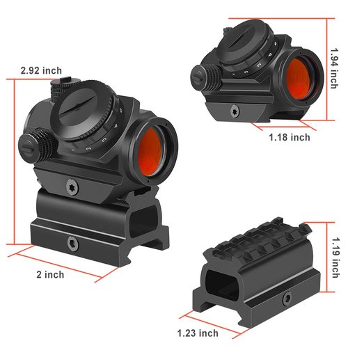 Feyachi RDS-23 2MOA Red Dot Sight Compact Red Dot Scope with 0.83” Riser Mount Absolute Co-Witness with Iron Sight