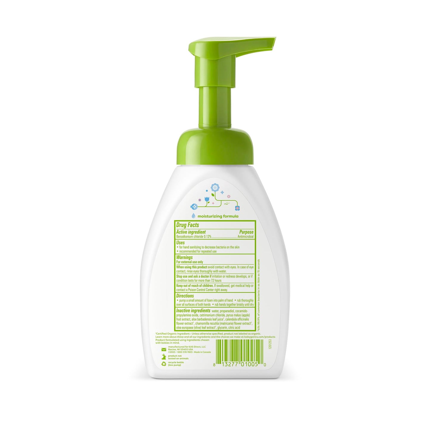 Babyganics Alcohol-Free Foaming Hand Sanitizer, Pump Bottle, Fragrance Free, 8.45 oz, 3 Pack