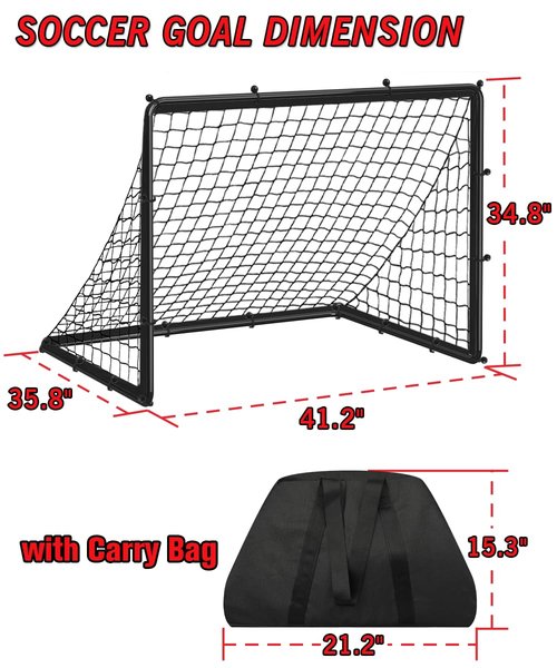 Queension Kids Soccer Goals for Backyard, 3.5x3 ft Pop Up Soccer Goal for Toddler Ages 3-5,8-12, Football Net Training Equipment with Carry Bag for Youth Outdoor Sports Games