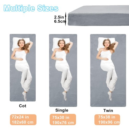 TokSay Memory Foam Camping Mattress - Portable Roll Up Sleeping Pad for Car, Tent, Cot & Floor - Waterproof, Comfortable & Compact with Travel Bag (Cot: 72X24)