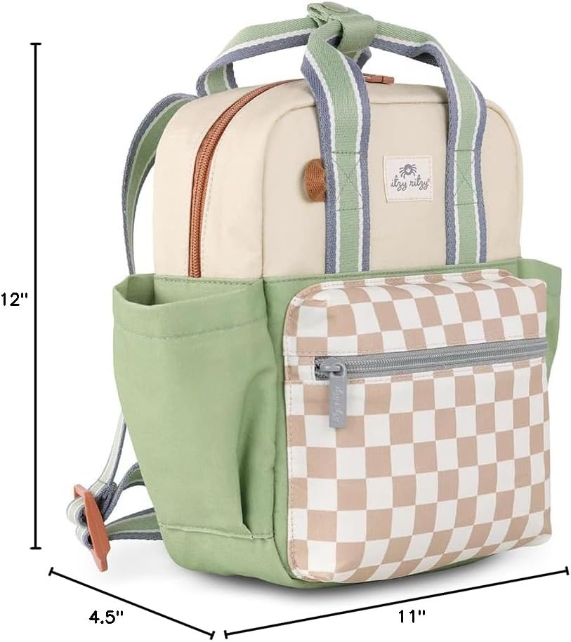 Itzy Ritzy Toddler Backpack - Daycare Bag - Features Adjustable Shoulder Straps, 2 Side Pockets & Spacious Interior with Wipeable Fabric Lining & Name Label, Strawberry Backpack