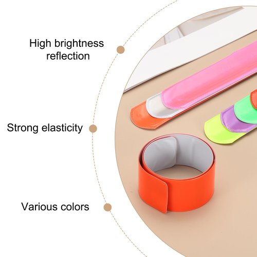 PATIKIL 22cm Reflective Bands, 12pcs Reflective Arm Bands Straps Wrist Reflective Running Gear Safety Reflective Straps Bracelets High Visibility for Night Walking Bicycle, Orange