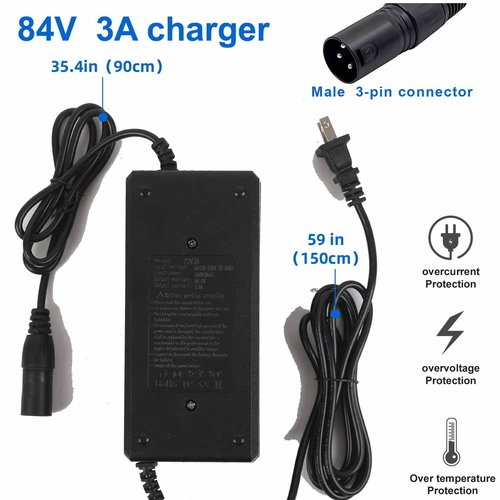 Wroyeti 72V 20Ah Electric Bike Lithium Ion Battery with Metal Case 72V Battery XT90 Extension Cord, XT90 Connector, Anderson Connector for 200-3000W Motor