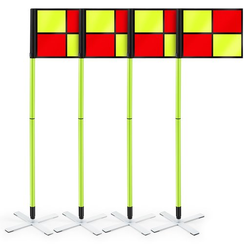 Tranqun Indoor/Turf Soccer Corner Flags for Soccer Field Set of 4, 5 ft Portable Agility Poles All-surface Football Field Flags with Steel Cross Bases for Training