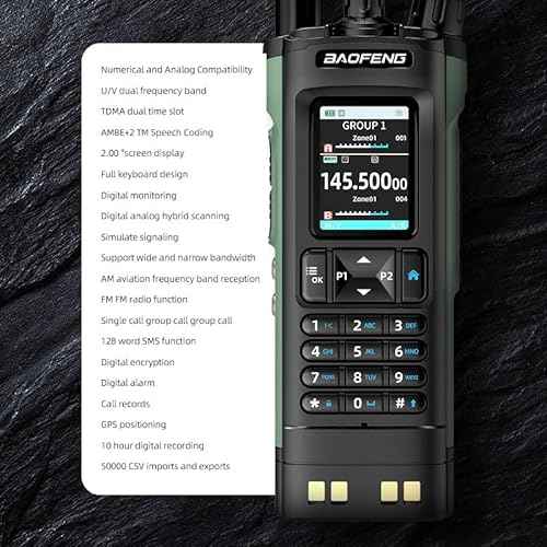 BAOFENG DM32 10W Digital Mobile Radio DM-32UV Long Range Dual Mode U/V Dual Band AM FM Dual Time Tri-Power Slot GPS APRS Two Way Radio with 771 Antenna for Outdoor Hiking Hunting Survival Gear DM-32