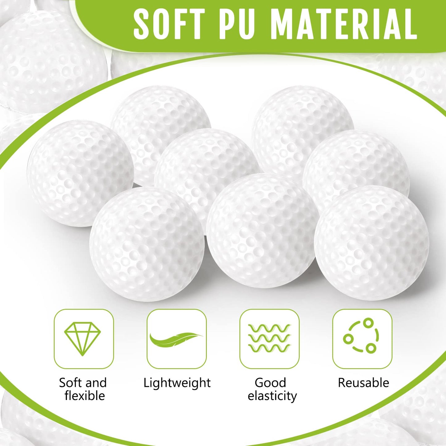 Junkin 80 Pcs Foam Golf Balls Rubber Practice Balls Realistic Feel and Flight Sport Training for Indoor or Outdoor Backyard Golf Training(White)